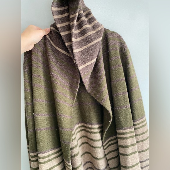 Cynthia Rowley | Merino Wool Sweater | Stripes | Earth tone | Green sweater - Picture 8 of 9